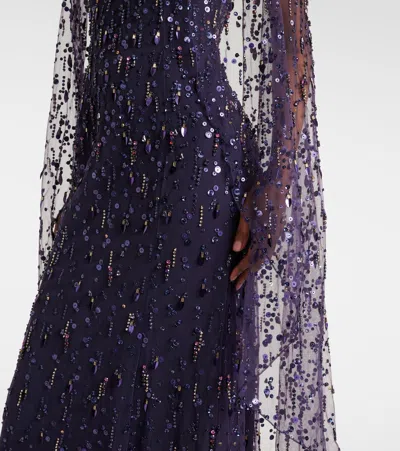 Jenny Packham Hestia Embellished Maxi Dress In Purple