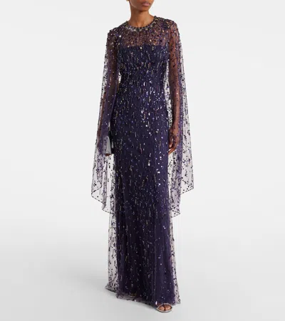 Jenny Packham Hestia Embellished Maxi Dress In Purple