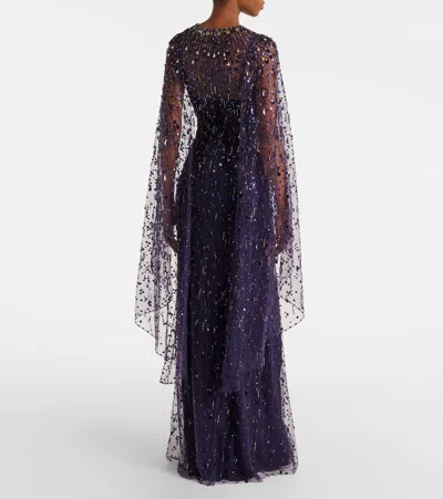 Jenny Packham Hestia Embellished Maxi Dress In Purple