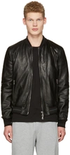 DOLCE & GABBANA Black Washed Leather Bomber Jacket