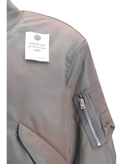Acne Studios Men Washed Bomber Jacket In Gray
