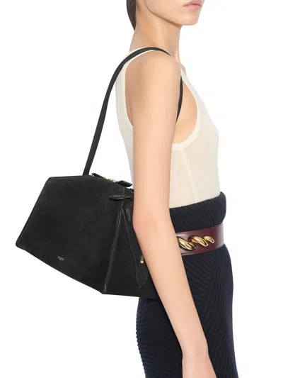 Alaïa Le Bouledogue Bowling Shoulder Bag In Nubuck Leather In Black