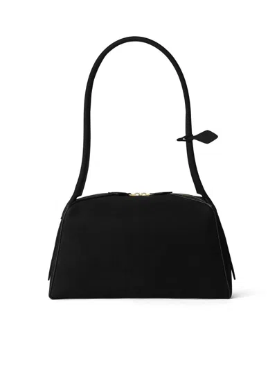Alaïa Le Bouledogue Bowling Shoulder Bag In Nubuck Leather In Black