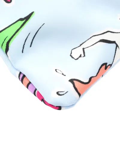 Pre-owned Prada 2020s Surfing-pattern Pouch In Blue