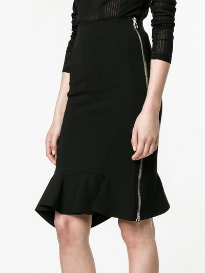 Shop Givenchy Ruffle Hem Pencil Skirt In Black