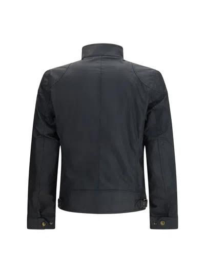 Belstaff Mens Dark Navy Racemaster High-neck Waxed-cotton Jacket In Blue