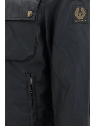 Belstaff Mens Dark Navy Racemaster High-neck Waxed-cotton Jacket In Blue