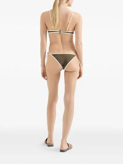 Brunello Cucinelli Triangle Bikini Set Nylon Silk Blend In Brown