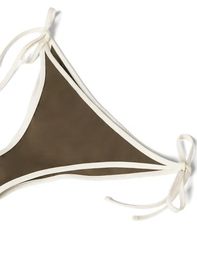 Brunello Cucinelli Triangle Bikini Set Nylon Silk Blend In Brown