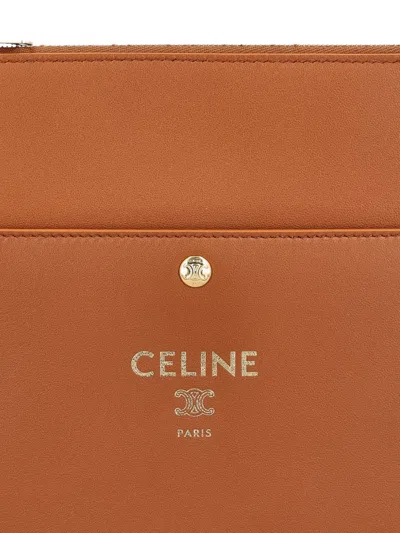 Celine Women Sharp Leather Pouch In Brown