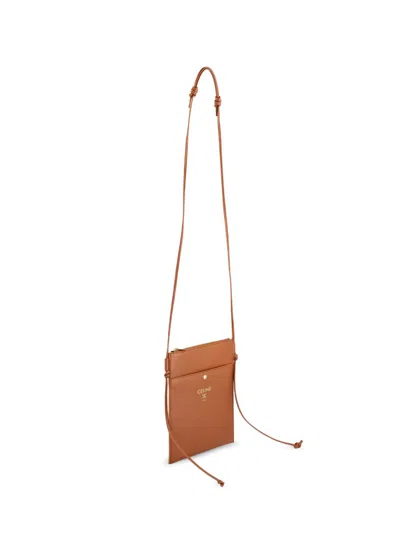 Celine Women Sharp Leather Pouch In Brown
