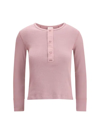 Chloé Knit Pullover Long Sleeves Crew Neck Ribbed In Burgundy