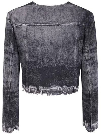 Diesel Laser-engraved Cotton-hemp Denim Jacket In Black