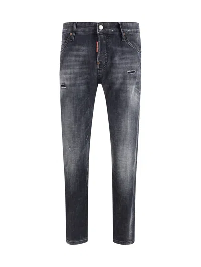 Dsquared2 Stretch Denim Sexy Twist Jeans With Paint Effect Details 17c In Black
