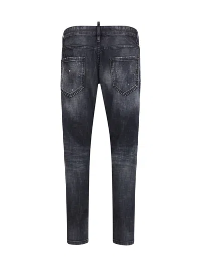 Dsquared2 Stretch Denim Sexy Twist Jeans With Paint Effect Details 17c In Black
