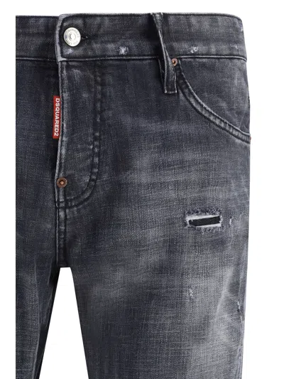 Dsquared2 Stretch Denim Sexy Twist Jeans With Paint Effect Details 17c In Black