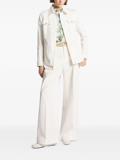 Fay White Collared Jacket In Multi