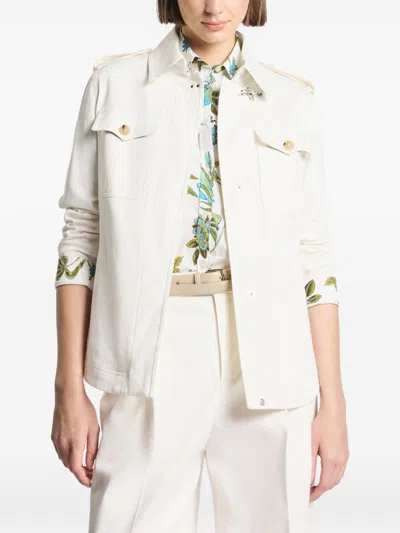 Fay White Collared Jacket In Multi