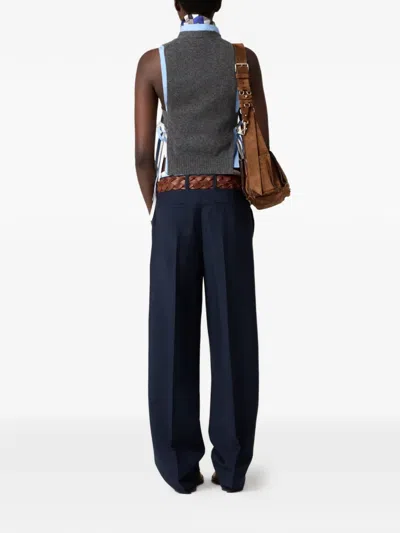 Miu Miu Knitwear Top Sleeveless Ribbed Hem Pockets In Gray