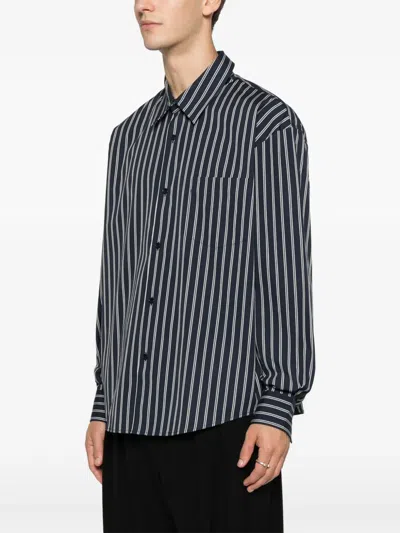 Sandro Striped-pattern Button Shirt In Blue