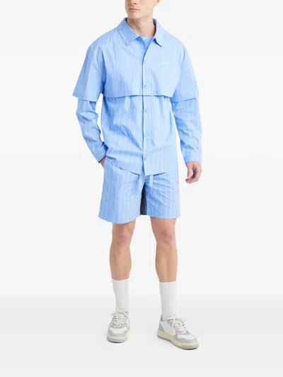 Off Duty Striped Drawstring Shorts In Blue