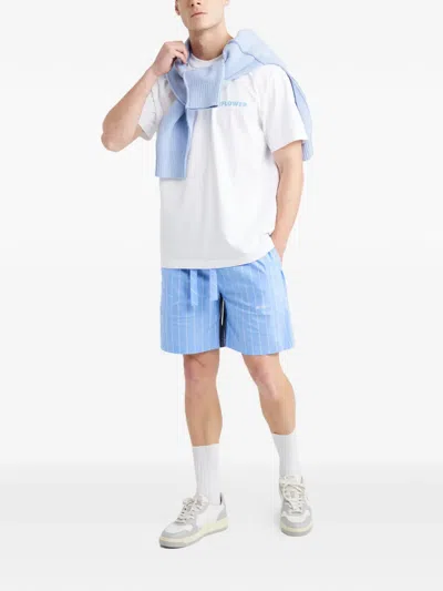 Off Duty Striped Drawstring Shorts In Blue