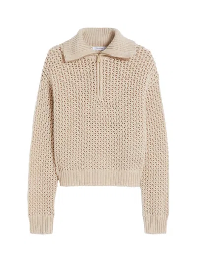 Max Mara Tequila Cropped Pullover Textured Knit Ribbed In Neutral