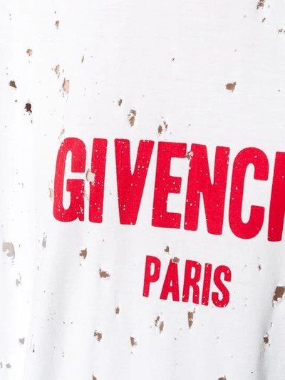 Shop Givenchy Distressed Cotton Logo Print T-shirt