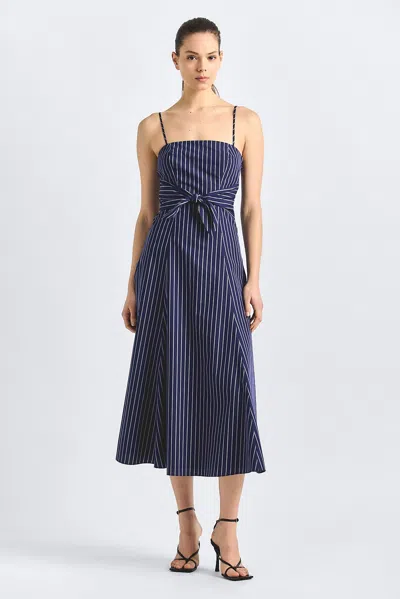 Derek Lam 10 Crosby Zandra Tie Waist Sleeveless Midi Dress In Blue