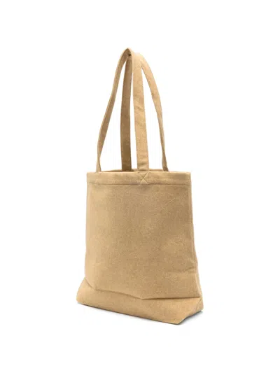 Apc Wool Tote Bag Rectangular Shape Dual Handles In Brown