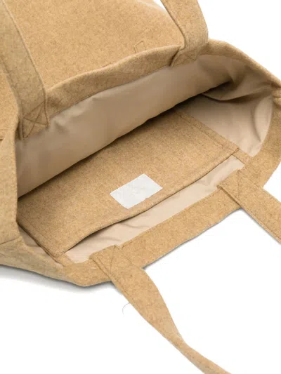 Apc Wool Tote Bag Rectangular Shape Dual Handles In Brown