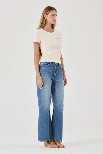 Rolla's Classic Ringer Tee Petite Logo In White