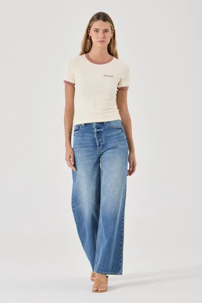 Rolla's Classic Ringer Tee Petite Logo In White
