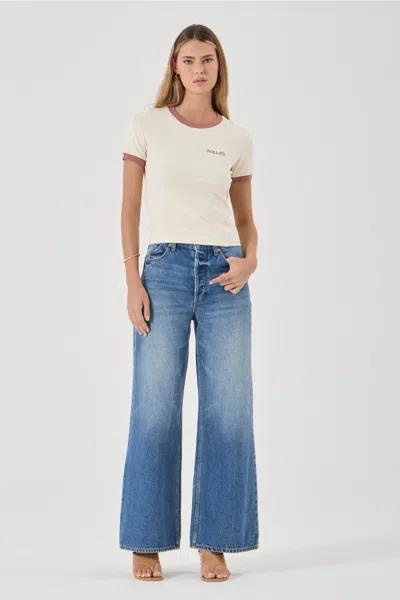 Rolla's Classic Ringer Tee Petite Logo In White