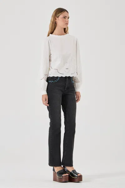 Rolla's Stephanie Blouse Embroidered In Black