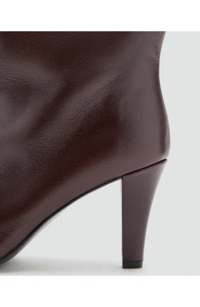 Mango Leather Knee High Boot In Brown