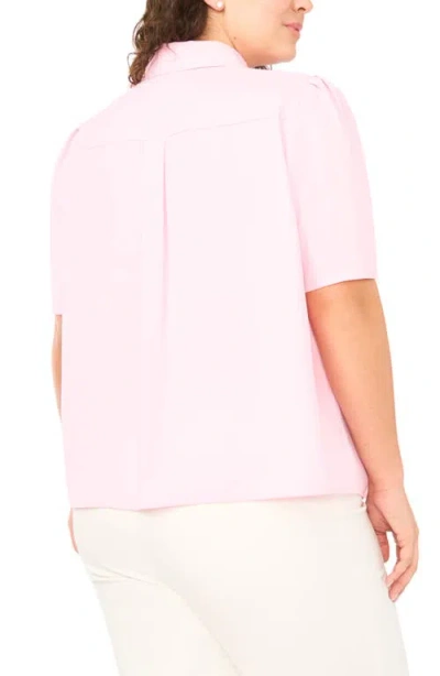 Halogenr Halogen(r) Button-up Puff Sleeve Top In Pink