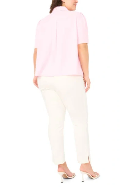 Halogenr Halogen(r) Button-up Puff Sleeve Top In Pink
