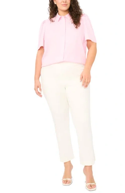 Halogenr Halogen(r) Button-up Puff Sleeve Top In Pink