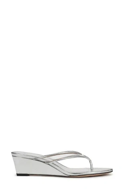 Veronica Beard Clea Wedge Flip Flop In Silver