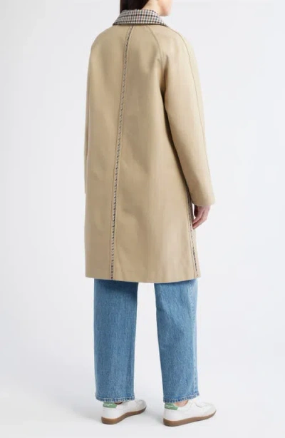 Bernardo Long Check Collar Raincoat In Neutral