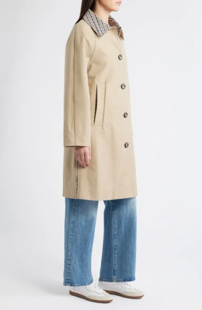 Bernardo Long Check Collar Raincoat In Neutral