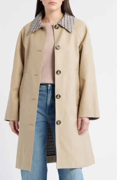 Bernardo Long Check Collar Raincoat In Neutral