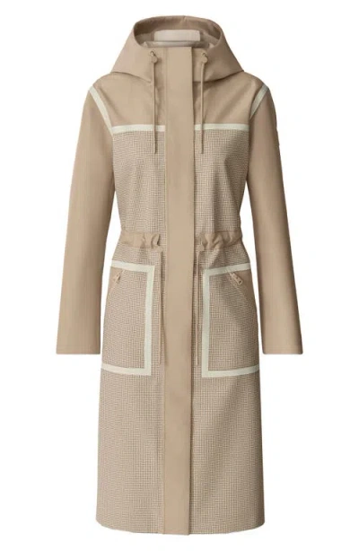 Mackage Jana-ht Houndstooth 3-layer Tech Raincoat In Neutral
