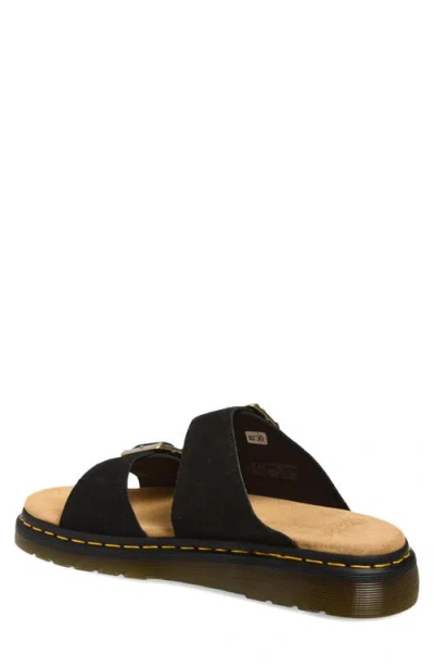 Dr. Martens Black Leather Flat Sandals In Multi