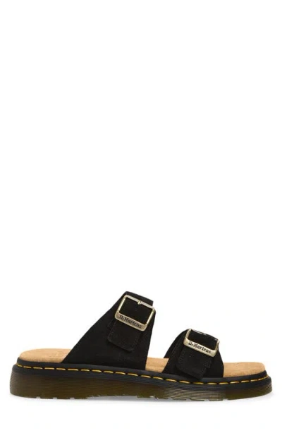 Dr. Martens Black Leather Flat Sandals In Multi