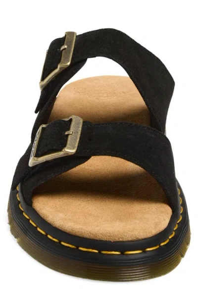 Dr. Martens Black Leather Flat Sandals In Multi