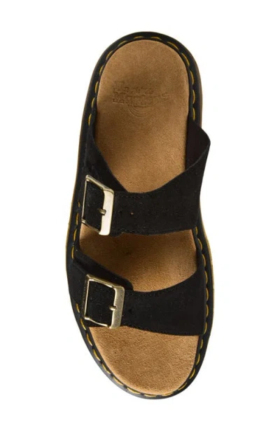 Dr. Martens Black Leather Flat Sandals In Multi