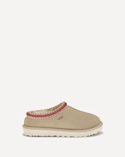Ugg Tasman Ii Beige Mules With Round Toe And Embroidered Detail In Leather Woman In Brown