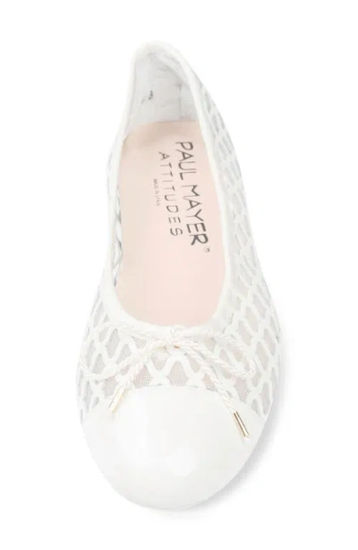 Paul Mayer Brandy Mesh Ballet Flat In White